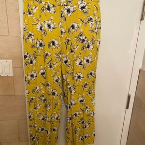 Banana Republic black and yellow floral wide leg pants, Sz 12, NWT